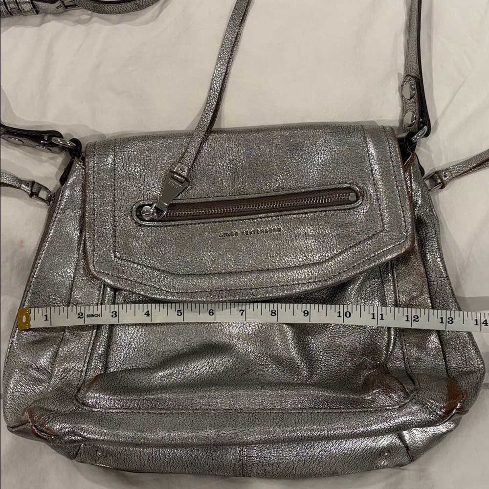 Aimee Kestenberg Fifth Avenue Pewter Leather Metallic Crossbody Bag - Picture 15 of 15